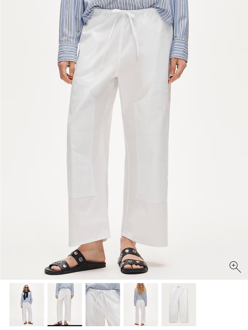 J. Crew White Wide-Leg Drawstring Utility Pants